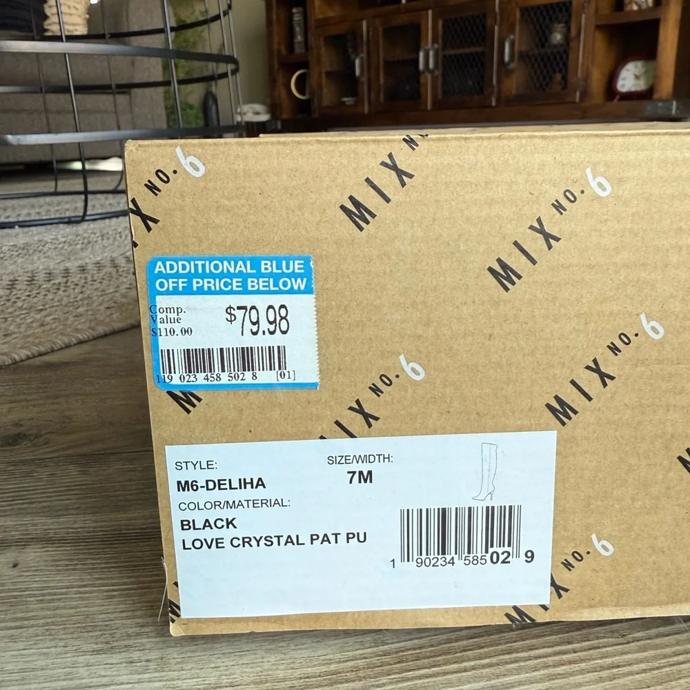 Mix No. 6 Shiny Black Heeled Boots - Picture 2 of 5